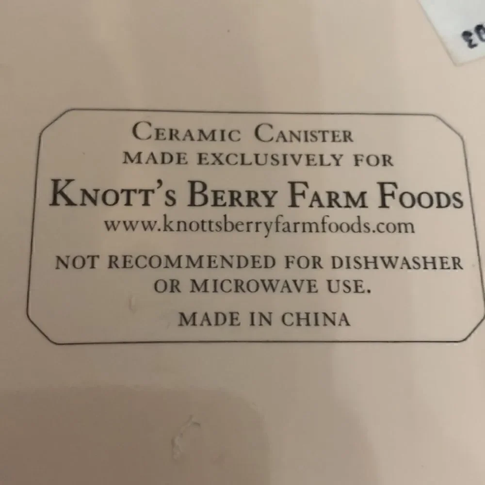 Knotts Berry Farm Foods Ceramic Canister Exclusive Secure Attached Lid Storage